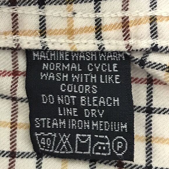 Vtg. Polo Jeans Company Ralph Lauren Loop Collar Men's XL Cream Plaid LS Shirt - Picture 12 of 13